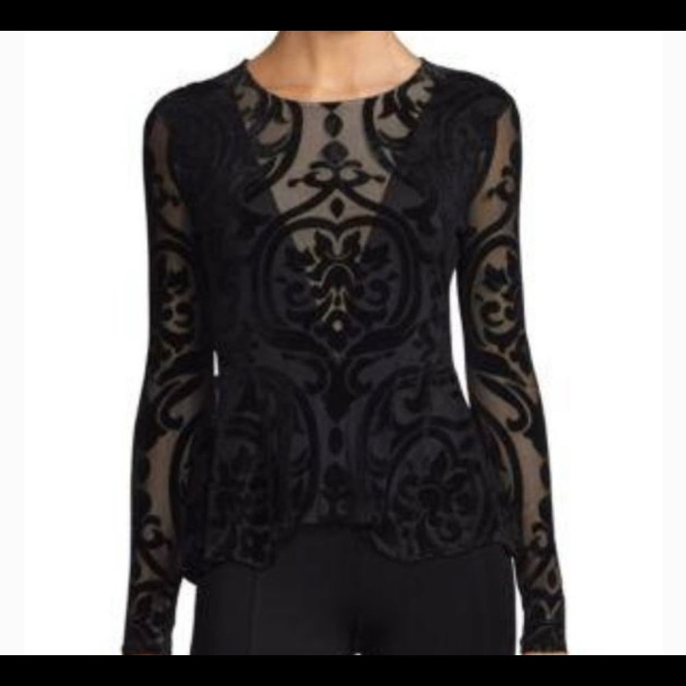 BCBG Colleen Velvet burn out peplum top